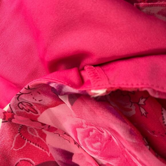 VTG City Triangles Slip Dress 90s Y2K Pink Floral Midi Ruffle Trim Fairy Sz 11 - Picture 8 of 14